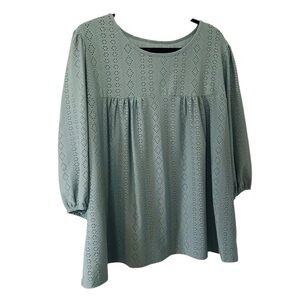 NWOT Shein Curve 4X sea foam green eyelet top